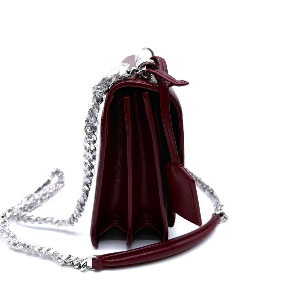 Wine Red Leather Medium Sunset Shoulder Bag