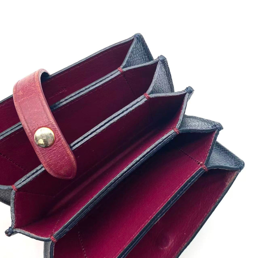 Blue/Burgundy Leather Accordion Card Holder