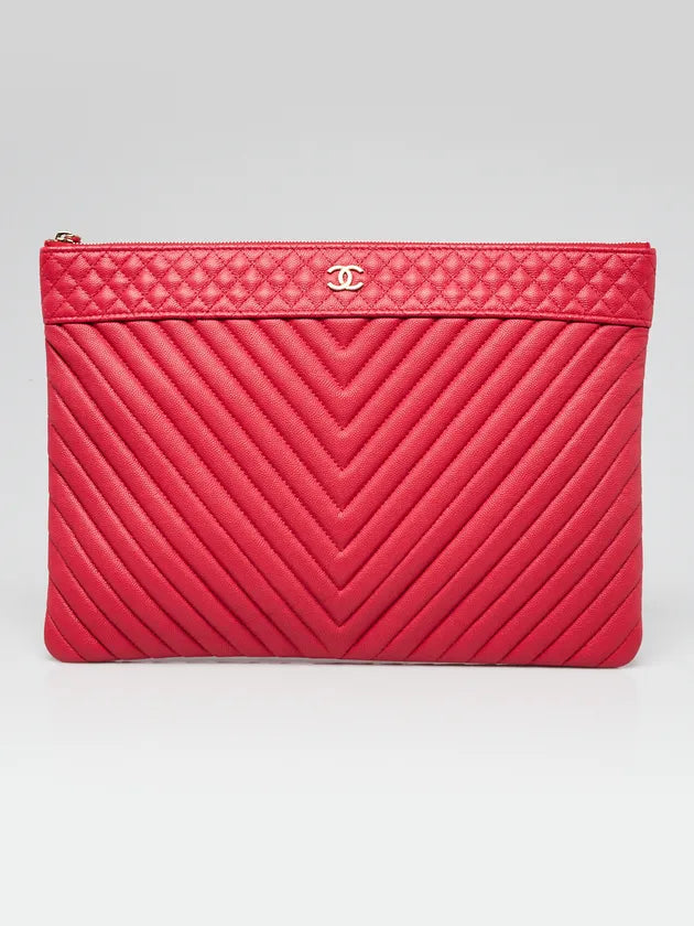 Boy O Case Clutch Chevron Lambskin Large Twins