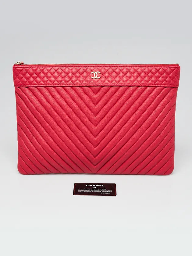 Boy O Case Clutch Chevron Lambskin Large Twins