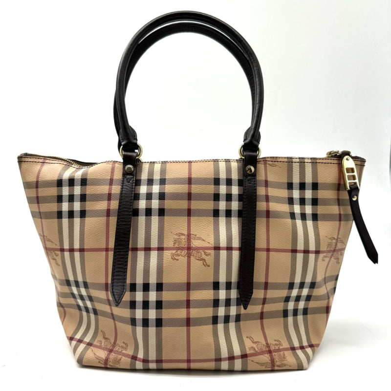 BURBERRY Plaid Coated Canvas Tote Bag