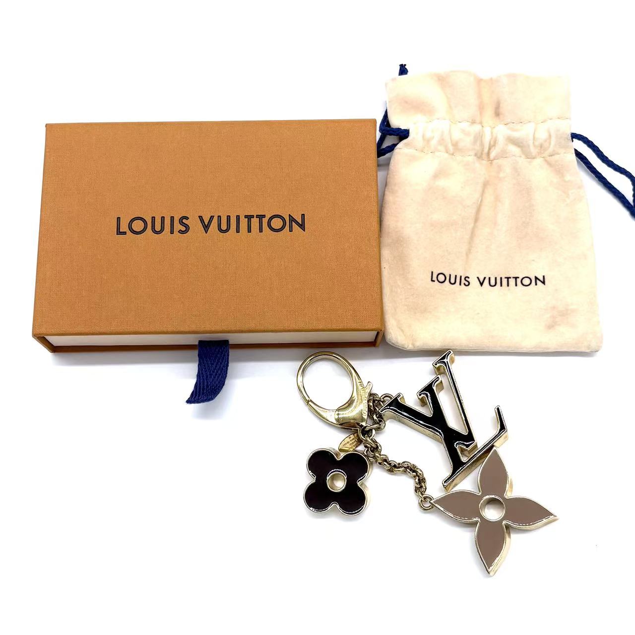 Gold Tone Fleur de Monogram Bag Charm