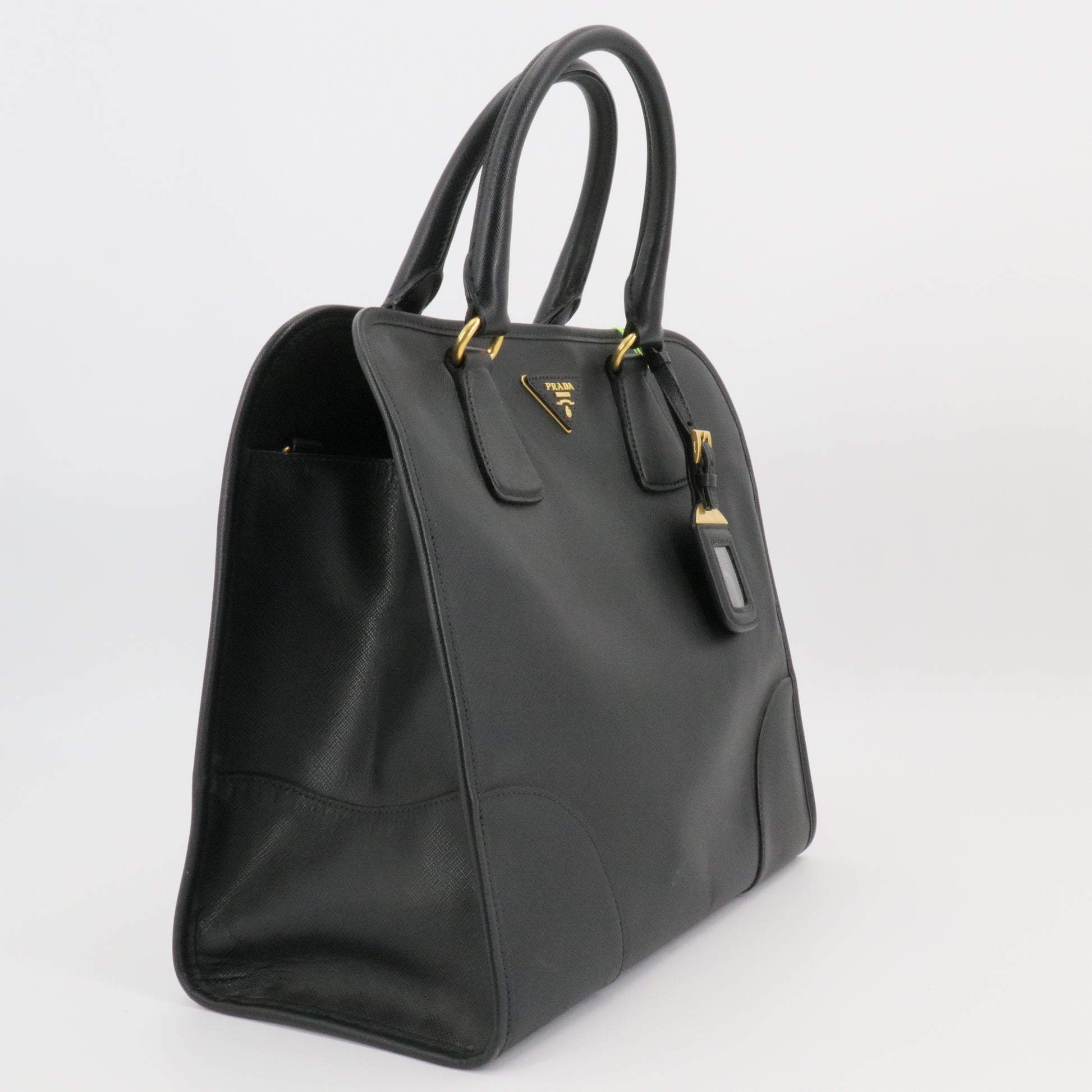Black Saffiano Lux Leather Tote Bag twins