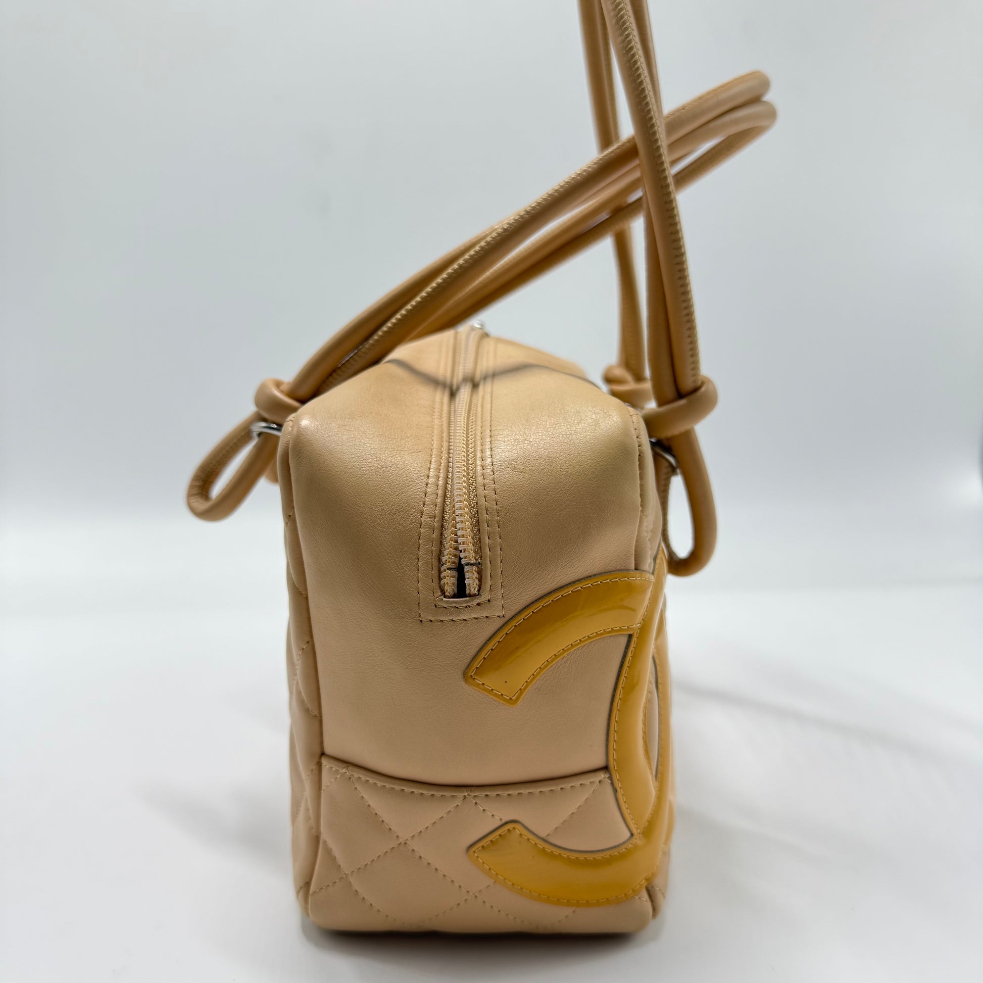 Beige Quilted Leather Cambon Ligne Bowler Bag