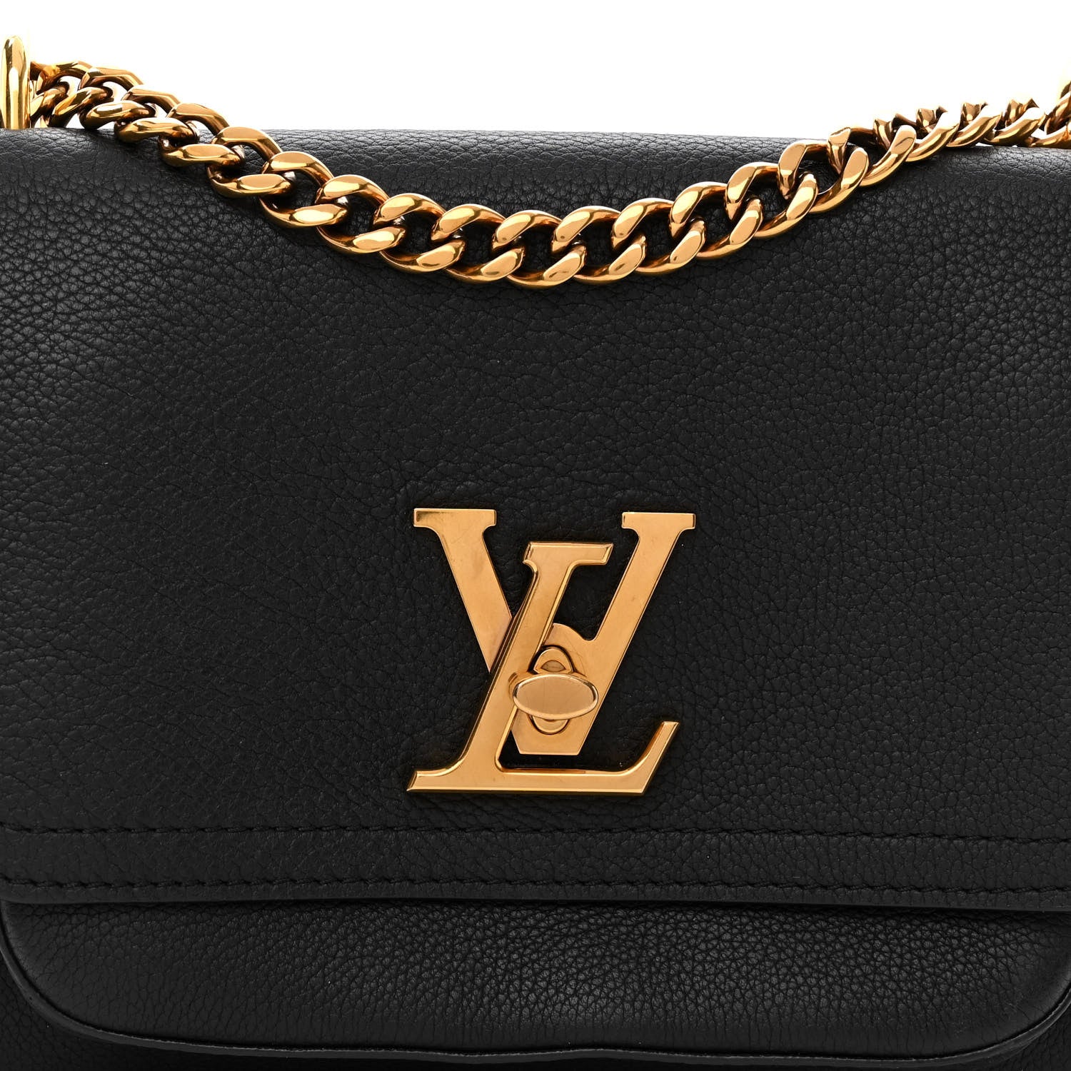 Grained Calfskin Lockme Chain Bag PM Black twins