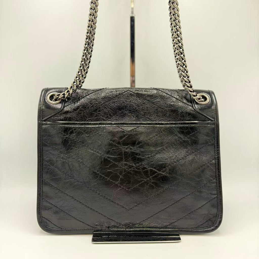 Niki Silver Chain Flap Bag Leather Medium