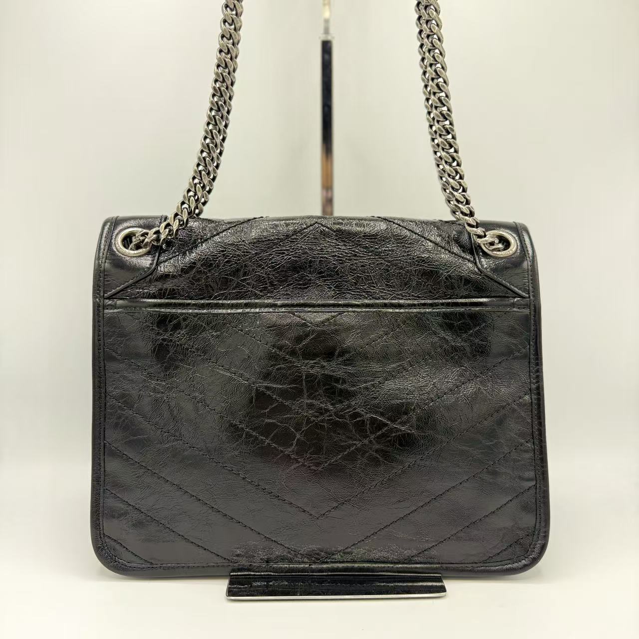 Niki Silver Chain Flap Bag Leather Medium