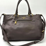 Prada Front Zip Convertible Satchel Vitello Daino Medium