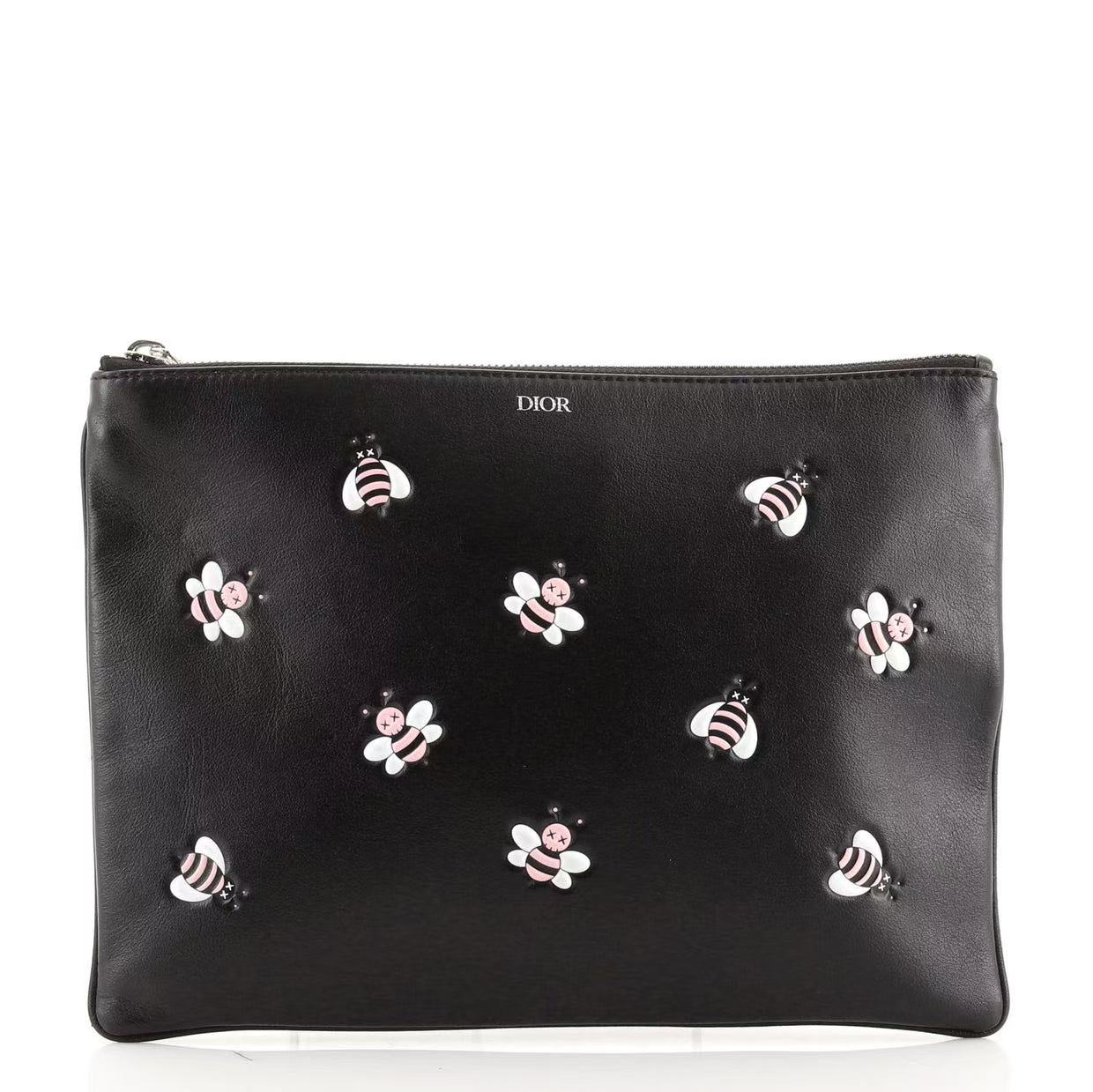 KAWS Zip Pouch Embossed Leather Twins