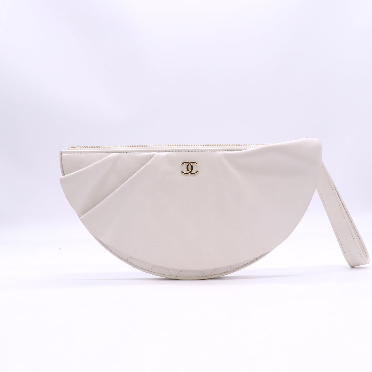 Lambskin Quilted Wave Clutch White Twins LDZ1576
