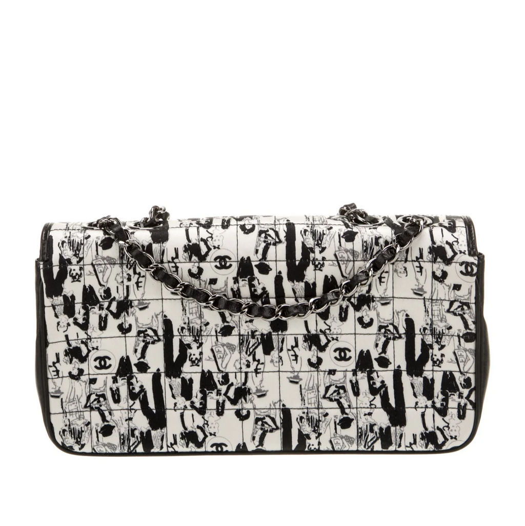 Limited Edition Scarf Flap Bag Printed Silk and Leather Medium Twins
