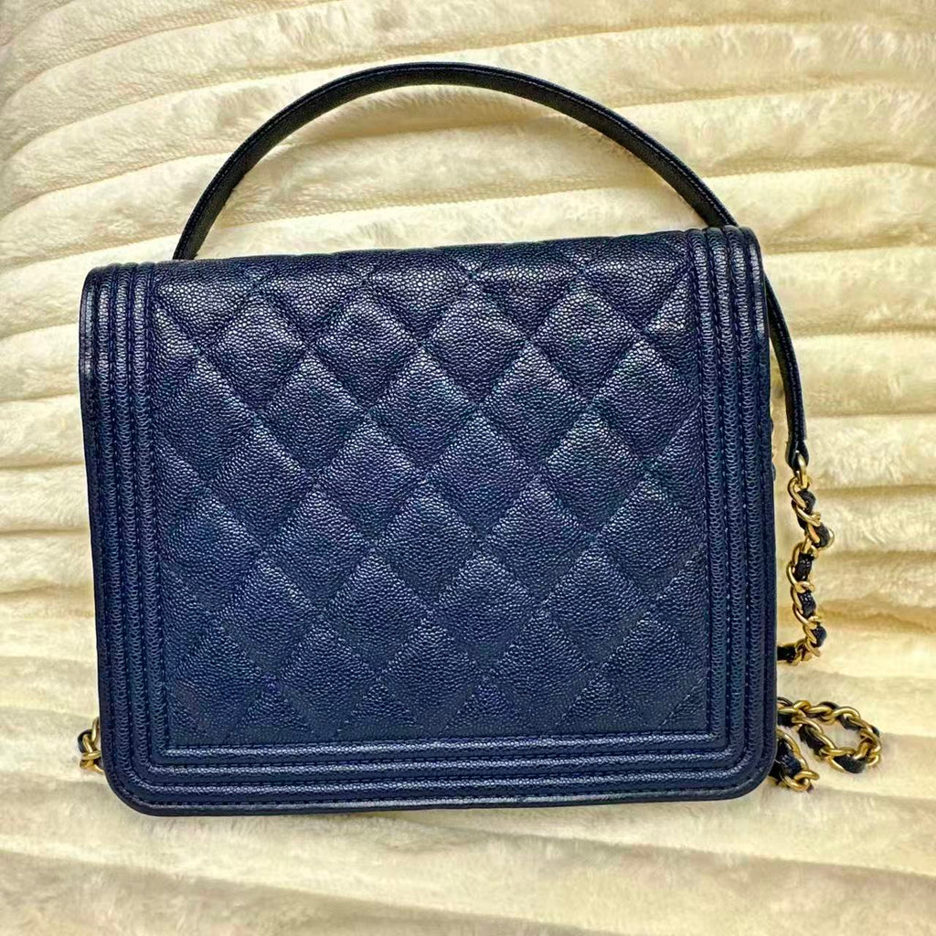 Boy Wallet on Chain Quilted Caviar