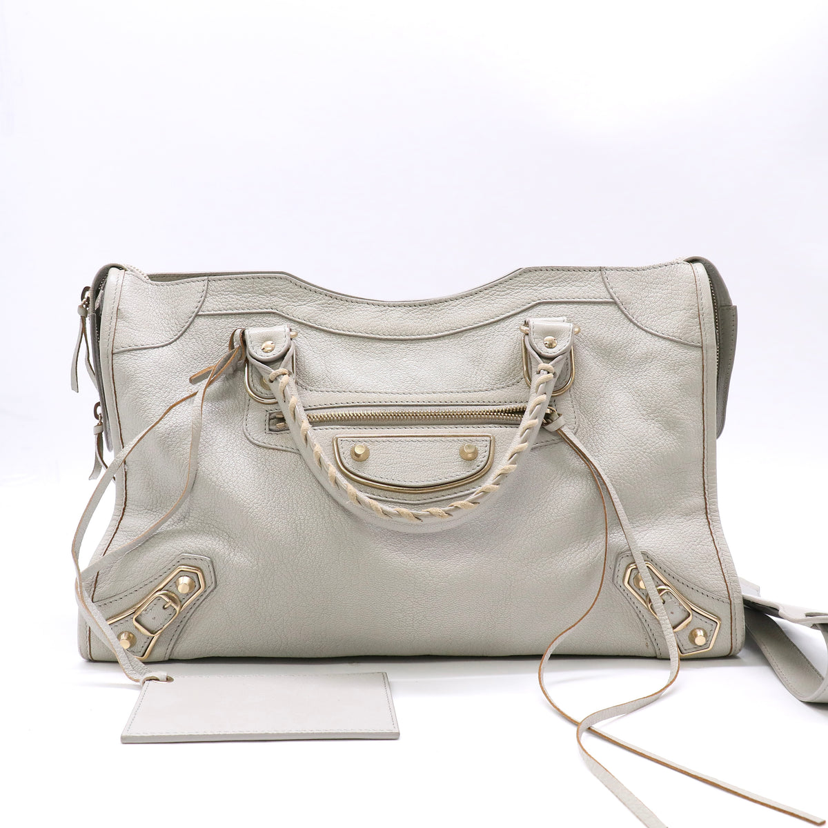 City Classic Metallic Edge Handbag Leather Medium Twins LDJ6587