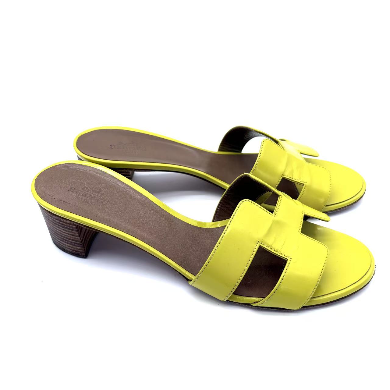 Yellow Leather Oasis Slide Sandals