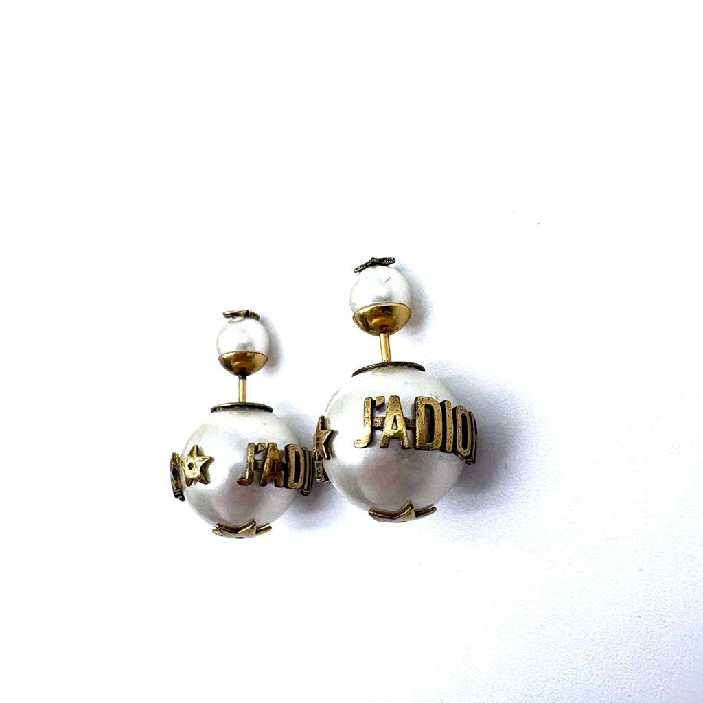 Pearl J'Adior Mise En Dior Tribal Earrings Gold