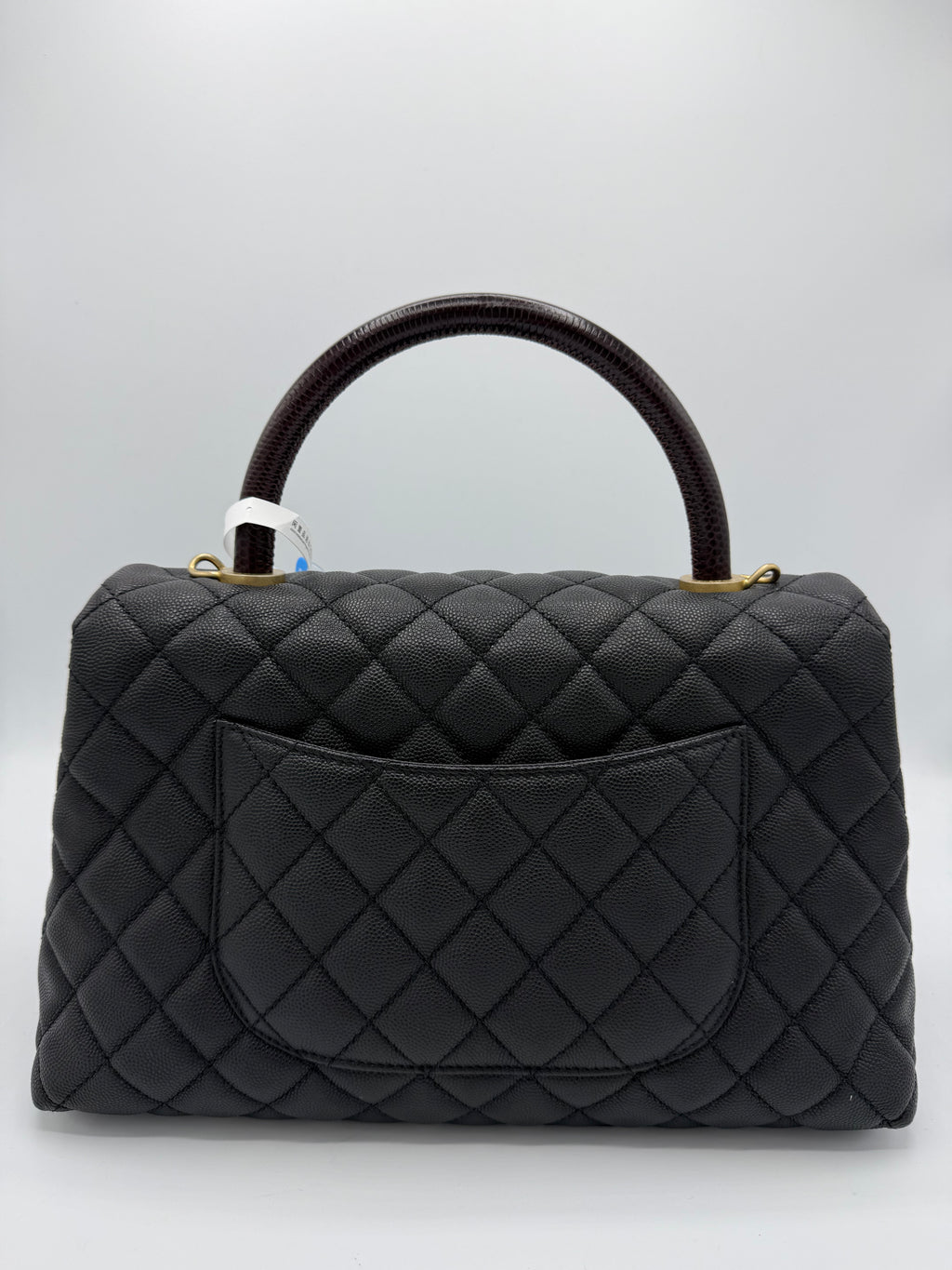 B12235 Chanel coco handle medium Black Caviar leather gold hardware