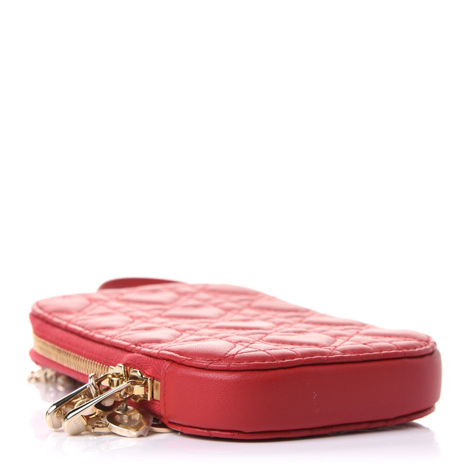 Lambskin Cannage Dioramour Lady Dior Phone Holder Bright Red - twins