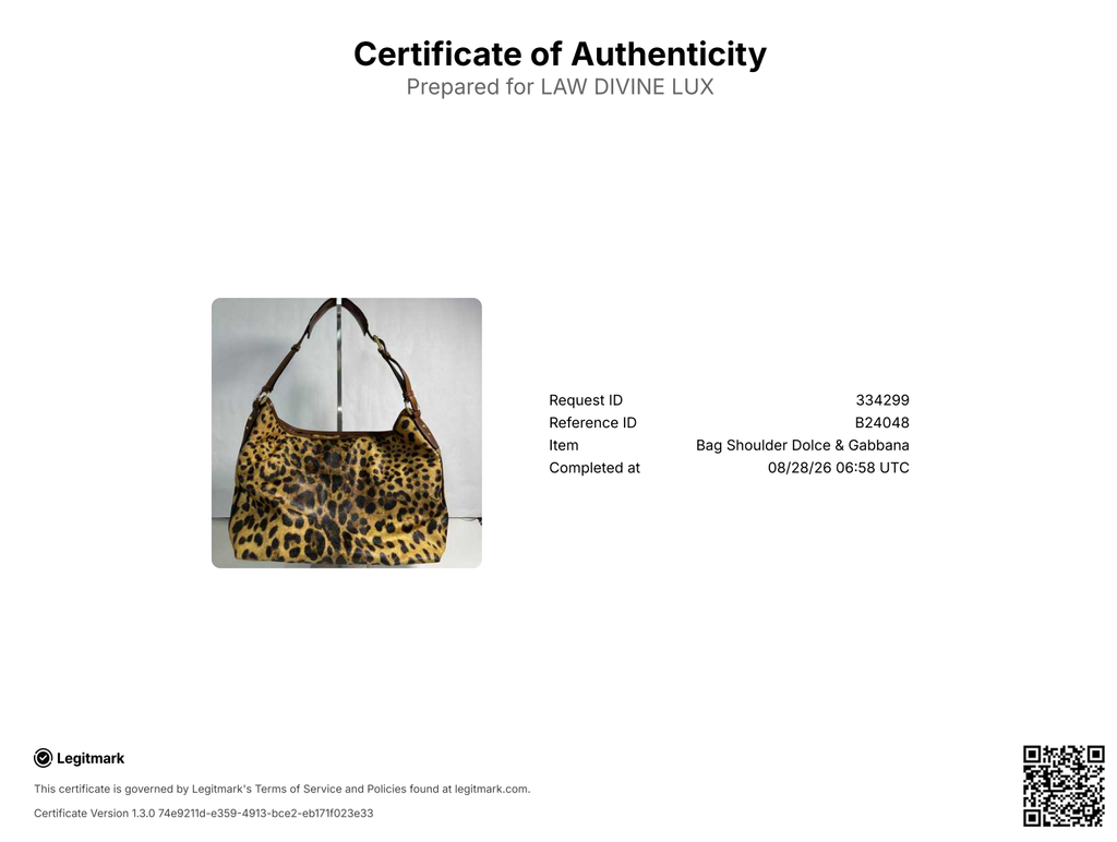 Dolce & Gabanna Leopard Print Shoulder Hobo Bag Twins B24048
