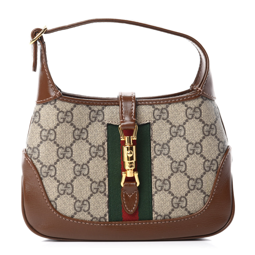 GG Supreme Monogram Azalea Calfskin Web Mini Jackie 1961 Hobo Beige Ebony Brown Sugar twins