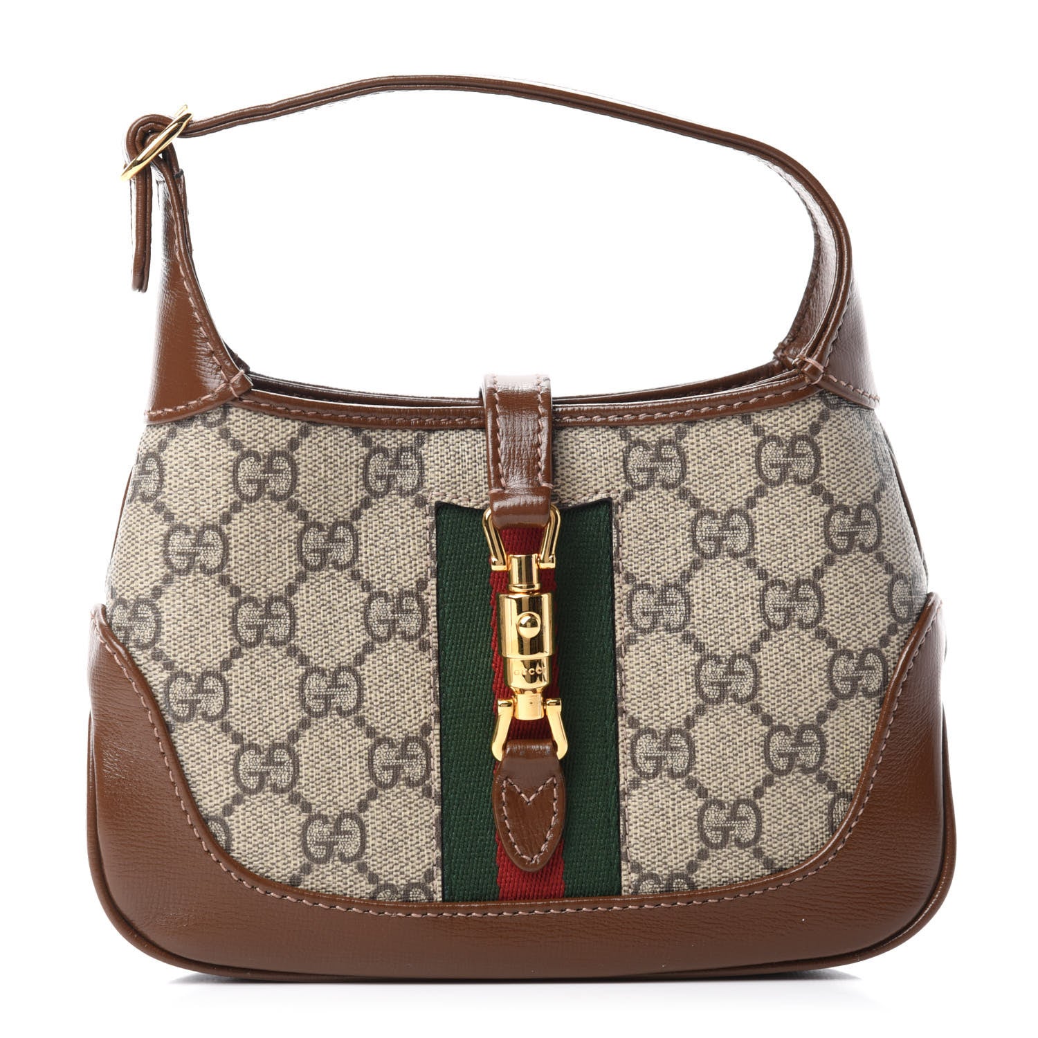 GG Supreme Monogram Azalea Calfskin Web Mini Jackie 1961 Hobo Beige Ebony Brown Sugar twins