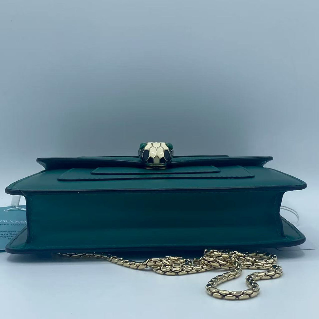 Bvlgari  Calfskin Serpenti Forever Shoulder Bag Tropical Turquoise
