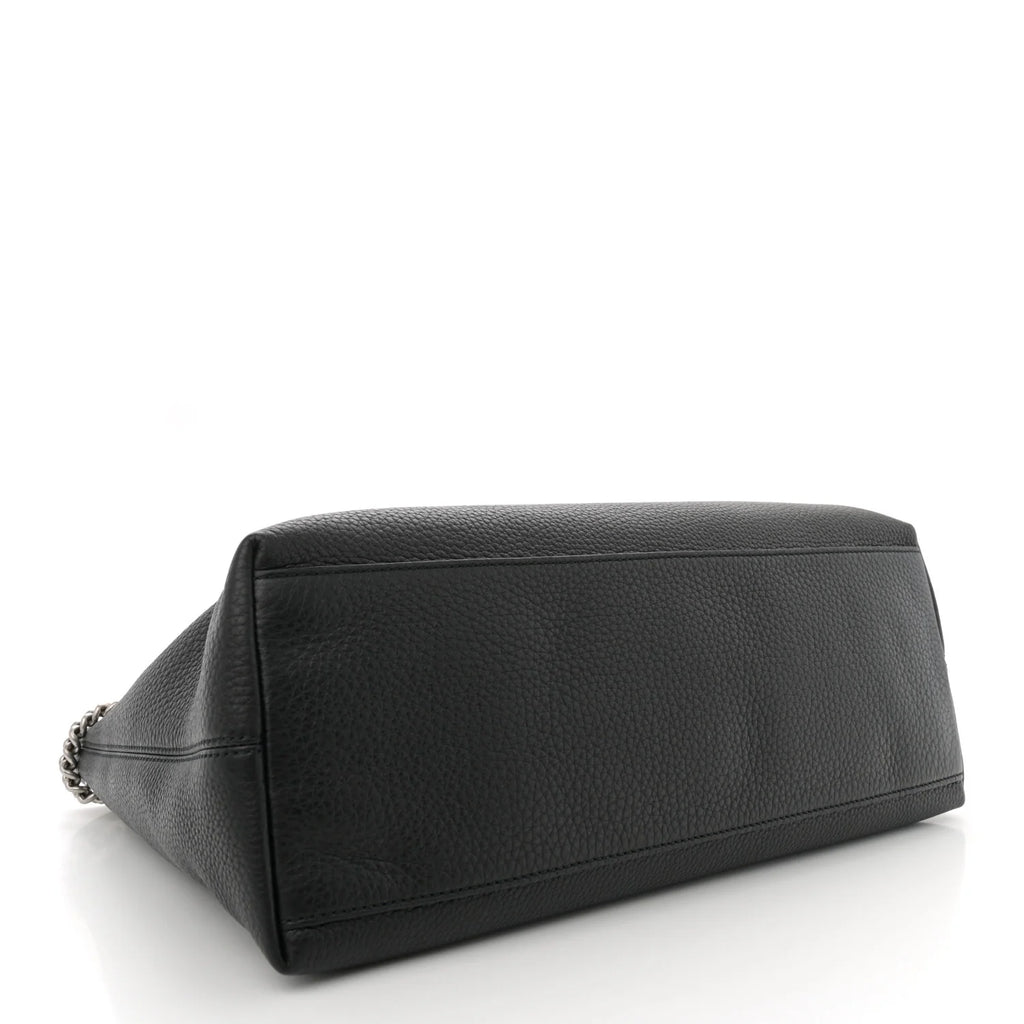 Pebbled Calfskin Studded Medium Soho Chain Limited Pearl Edition Shoulder Bag Black Twins