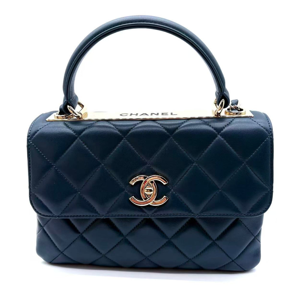 Trendy CC Top Handle Bag Quilted Lambskin Small