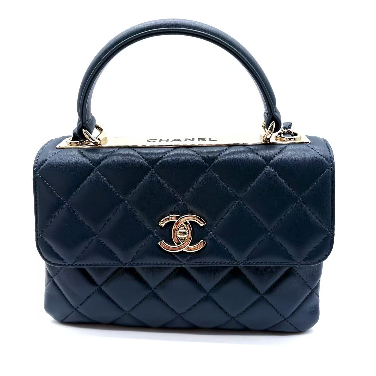 Trendy CC Top Handle Bag Quilted Lambskin Small