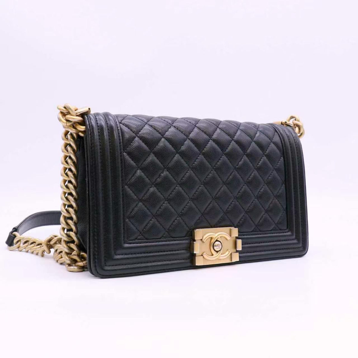 Chanel Caviar Quilted Medium Boy Flap Black twins LDZ1606