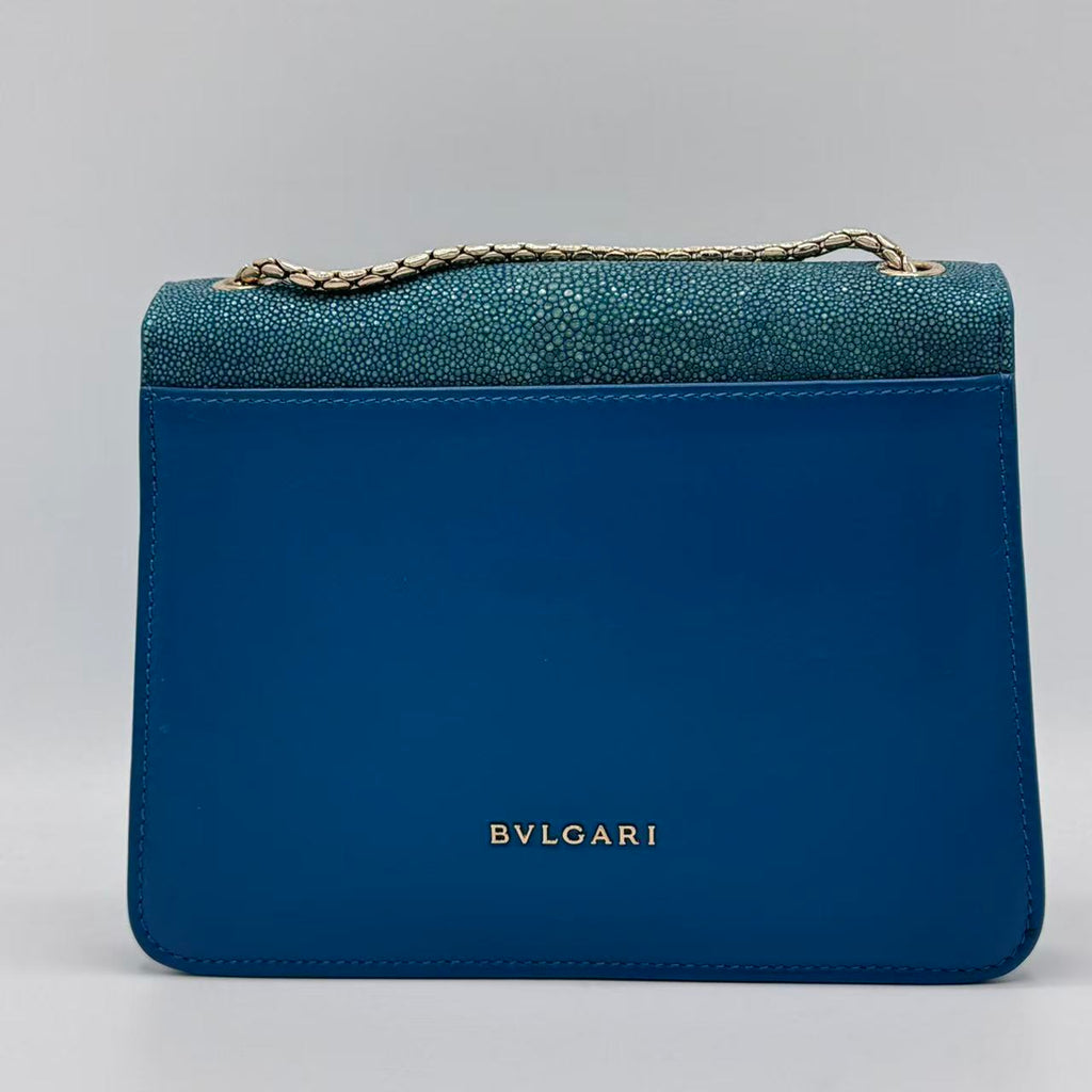 Calfskin Serpenti Forever Shoulder Bag Tropical Turquoise GREEN