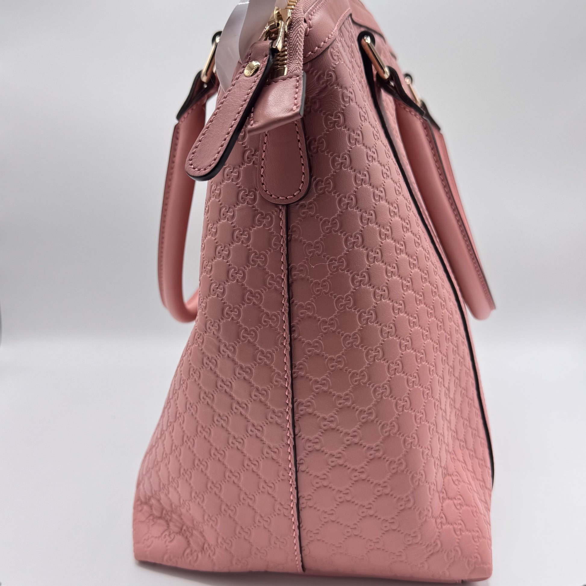 Gucci-Britt Convertible Dome Satchel Microguccissima Medium Pink