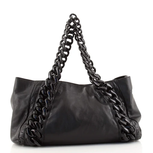 Resin Modern Chain Tote Calfskin East West Twins