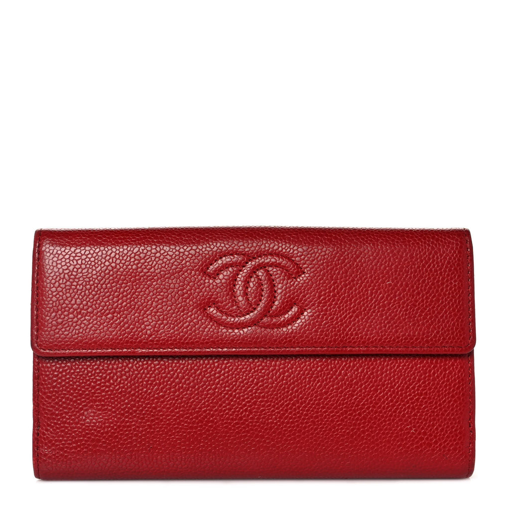 Caviar Timeless CC French Long Wallet Red Twins