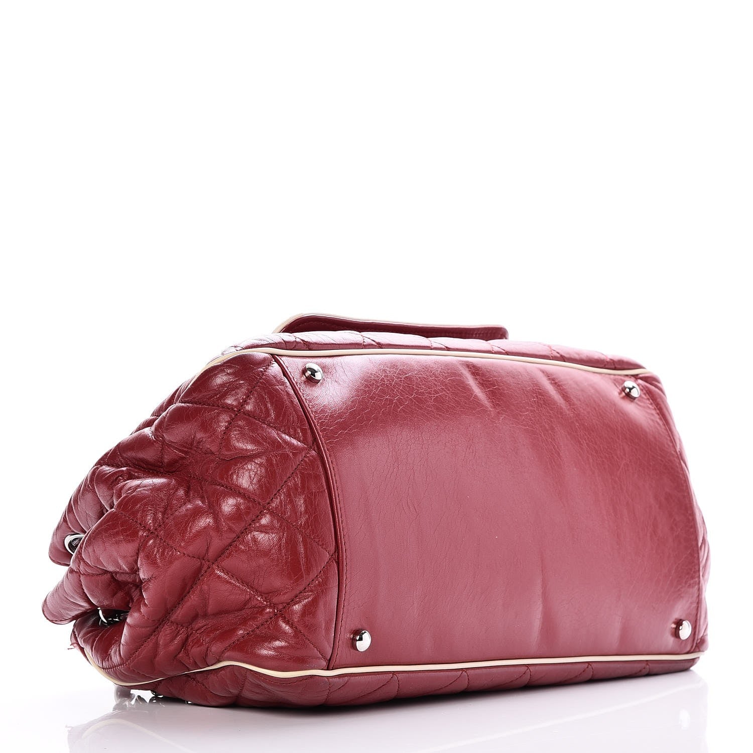 Lambskin Quilted East West Accordion Flap Light Bordeaux twins