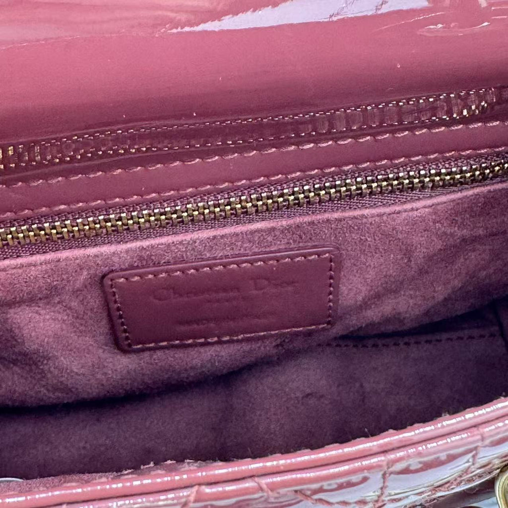 Christian Dior  Patent Cannage Mini Lady Dior Pink