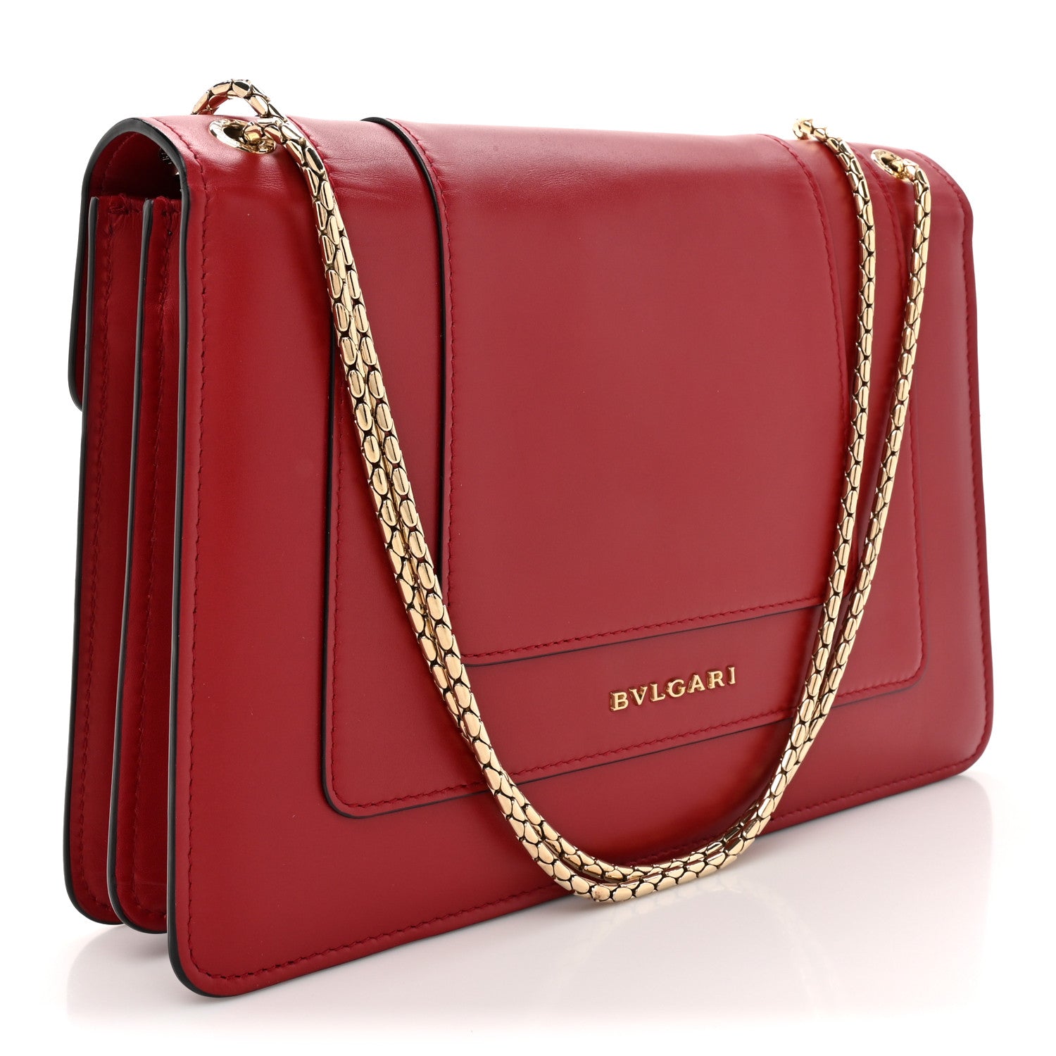 Calfskin Serpenti Forever Shoulder Bag Red - twins