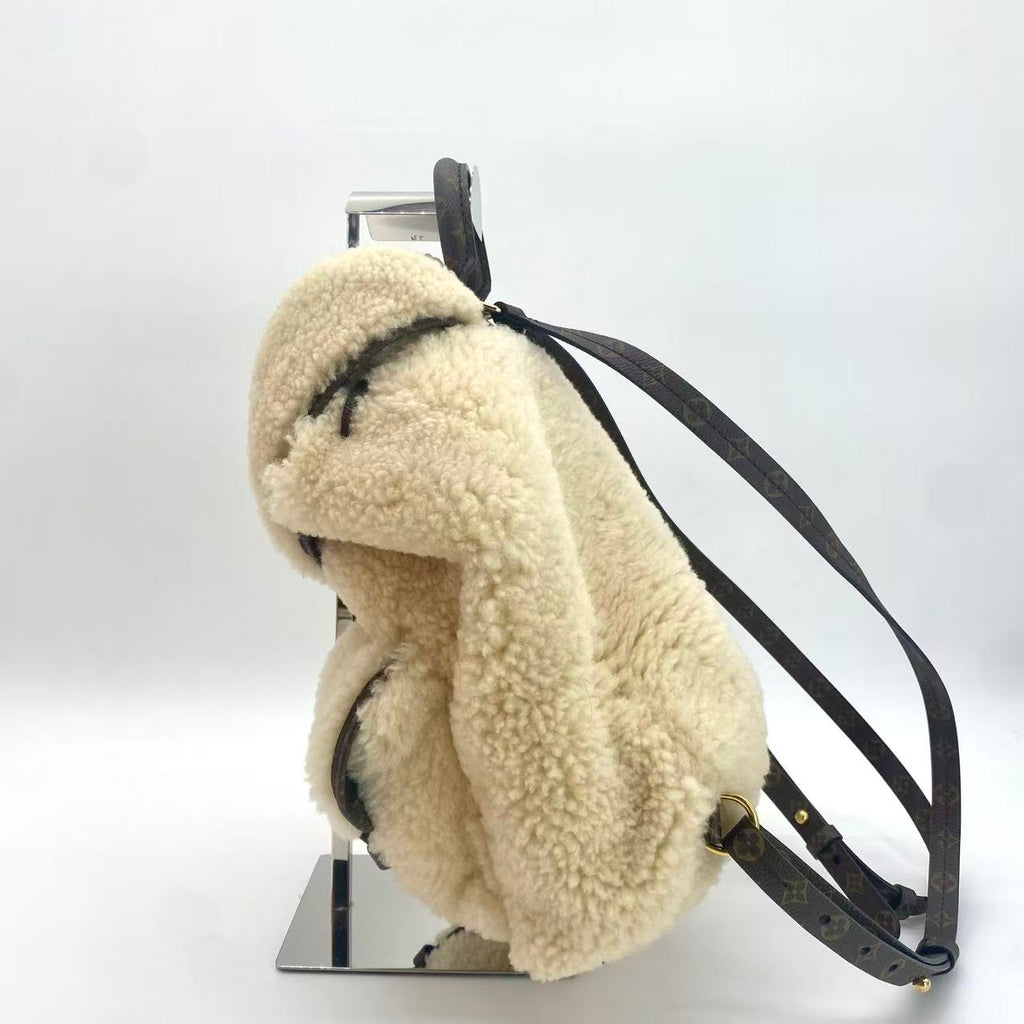 Monogram Shearling Ski Backpack Cream