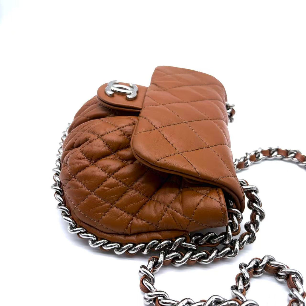 Chain Around Flap Bag Quilted Leather Small