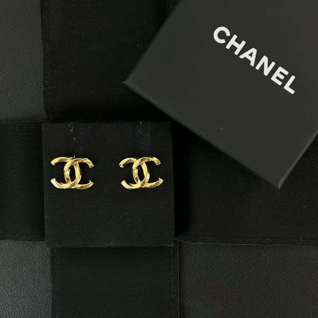 CC Stud Earrings Metal Gold Twins LDJ3474