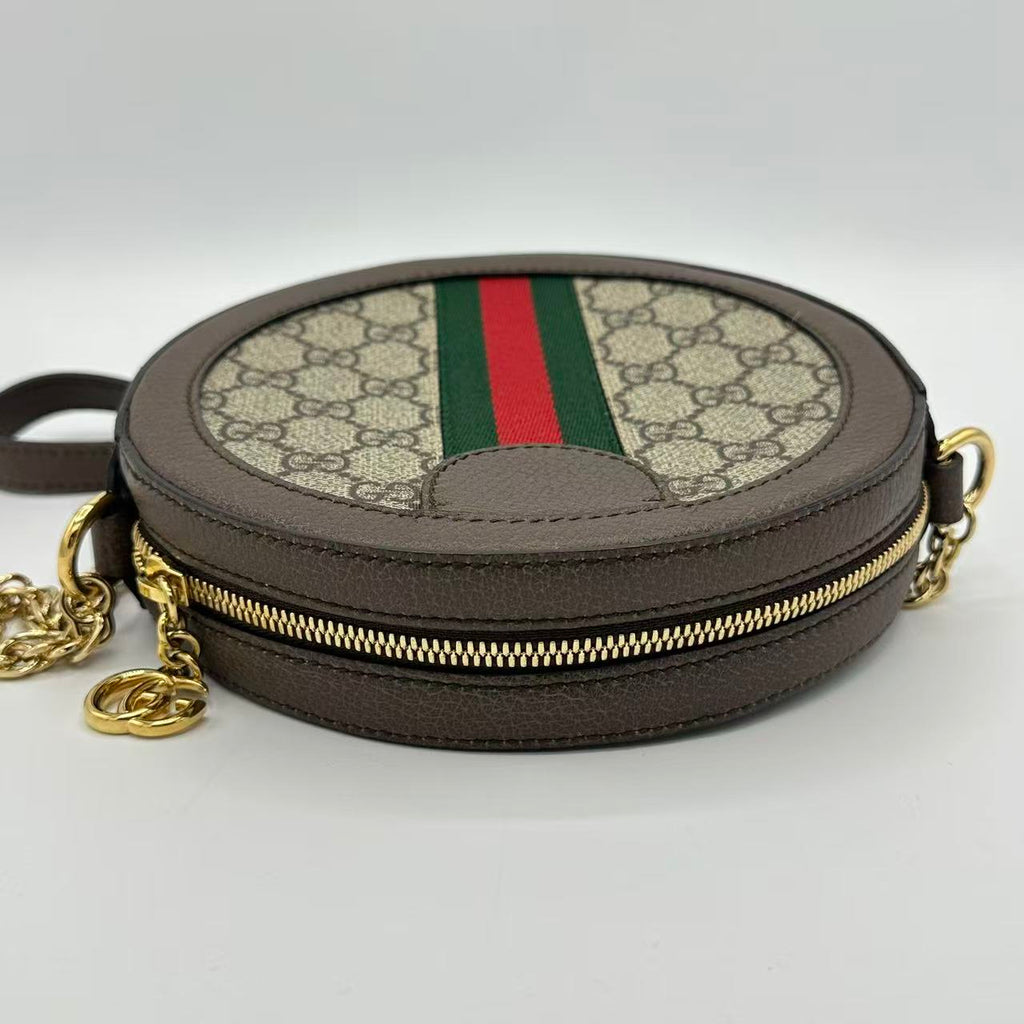 GG Supreme Monogram Web Mini Ophidia Round