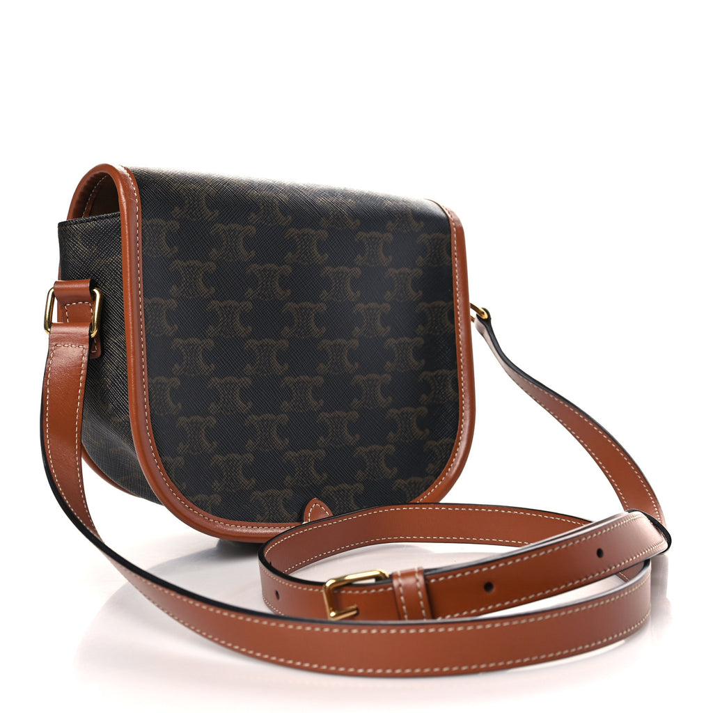 Triomphe Canvas Medium Folco Bag Tan Twins