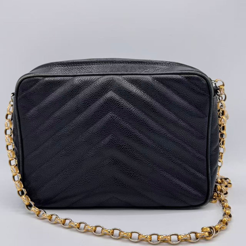 Vintage Front Pocket Camera Bag Chevron Lambskin Medium
