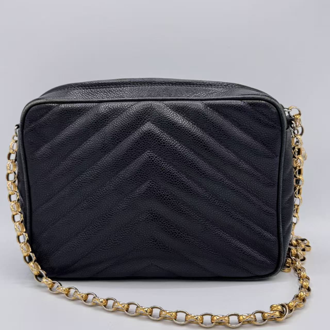 Vintage Front Pocket Camera Bag Chevron Lambskin Medium