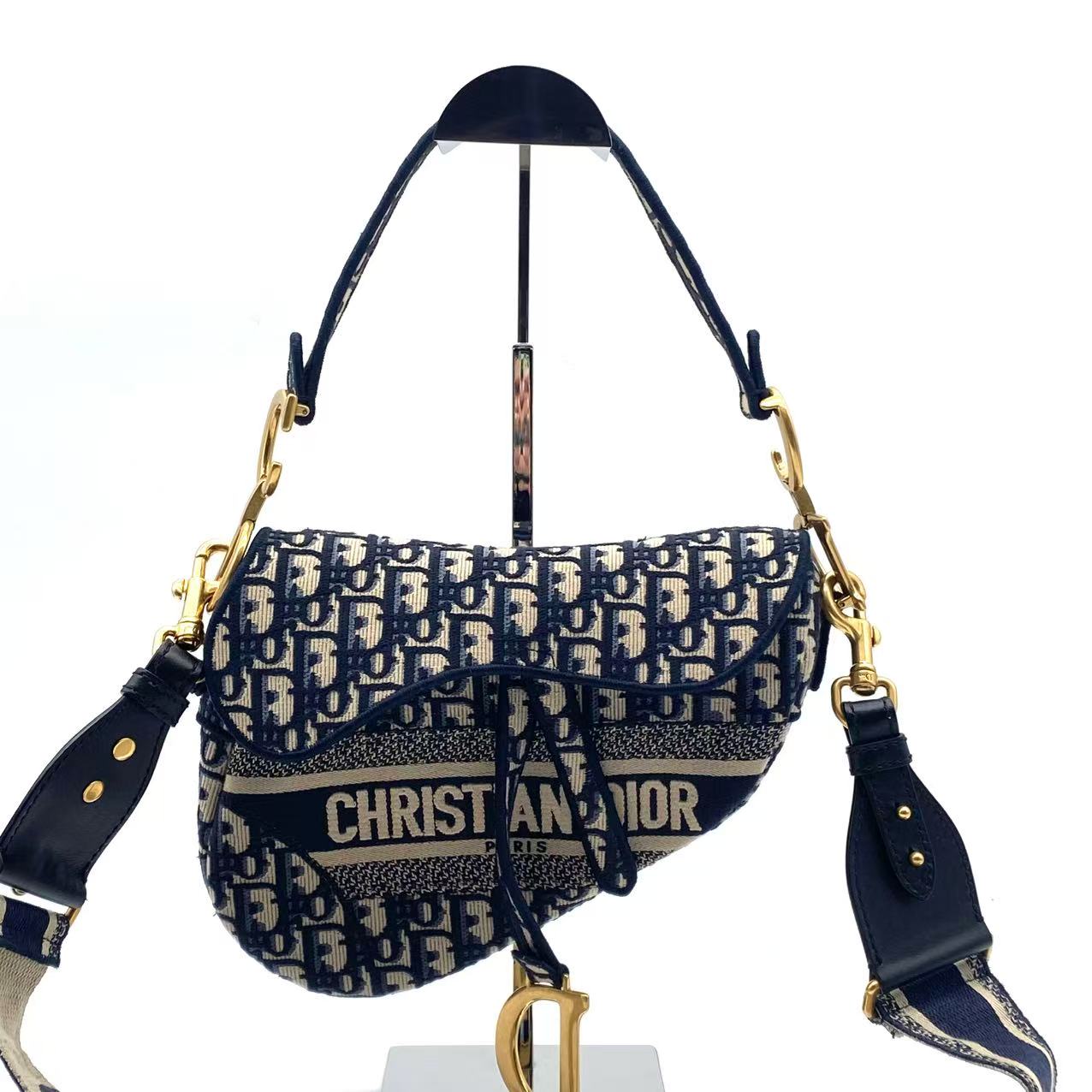 Saddle Bag Blue Dior Oblique Embroidery