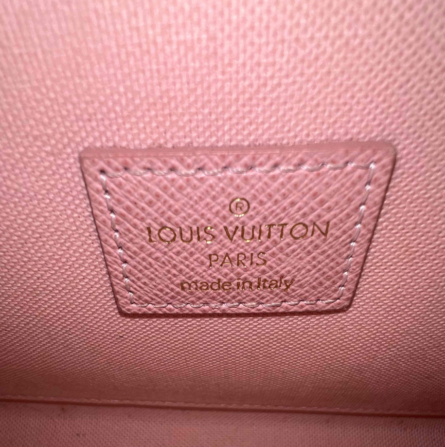 Damier Azur Pochette Felicie Chain Wallet Rose Ballerine B24421