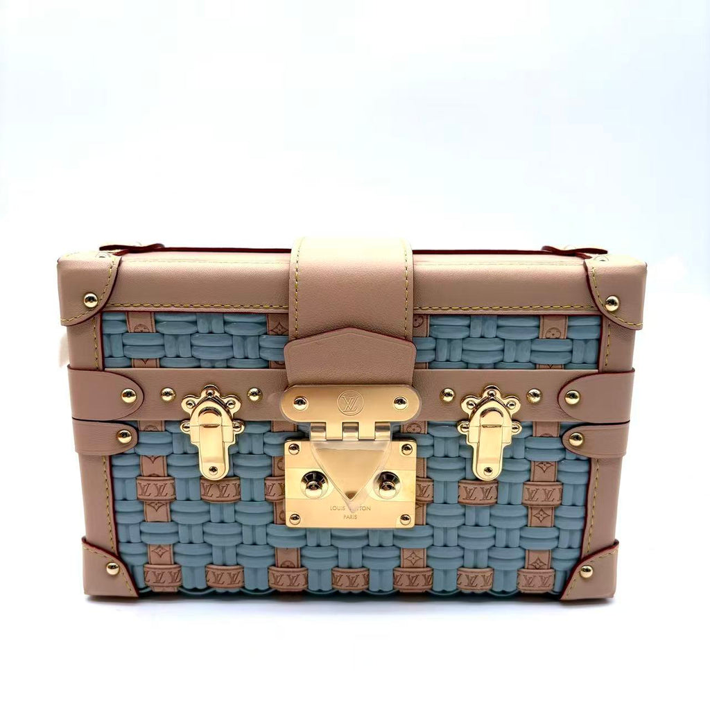 Petite Malle limited edition in blue woven Monogram Jacquard with cream leather