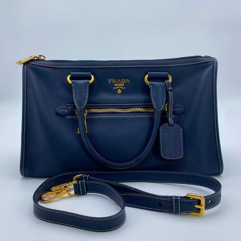 Front Zip Convertible Satchel Vitello Daino Medium