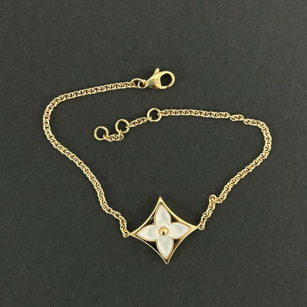 Color Blossom star bracelet, pink gold and white mother-of-pearl LDZ0091