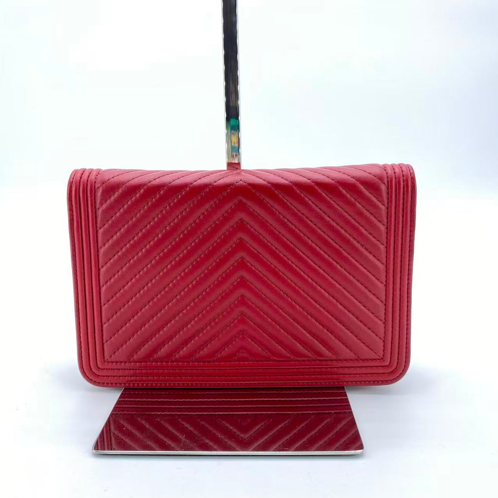 Boy Wallet on Chain Chevron Calfskin