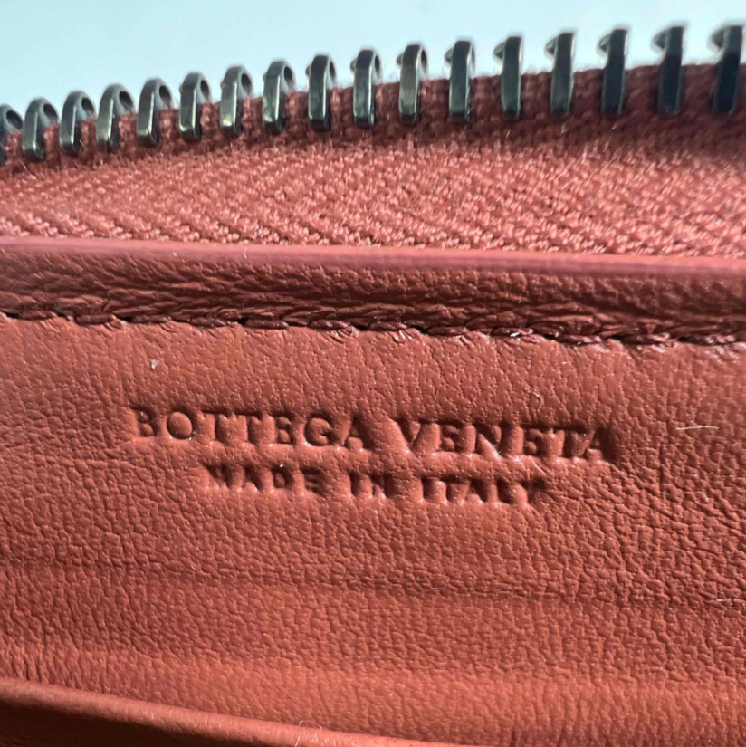 Bottega Veneta Lambskin Leather Embroidered Logo Zip-Around Wallet W23292